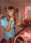 Pink Palm Pajamas in Seabreeze