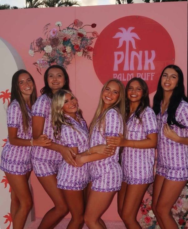 Pink Palm Pajamas in Twilight