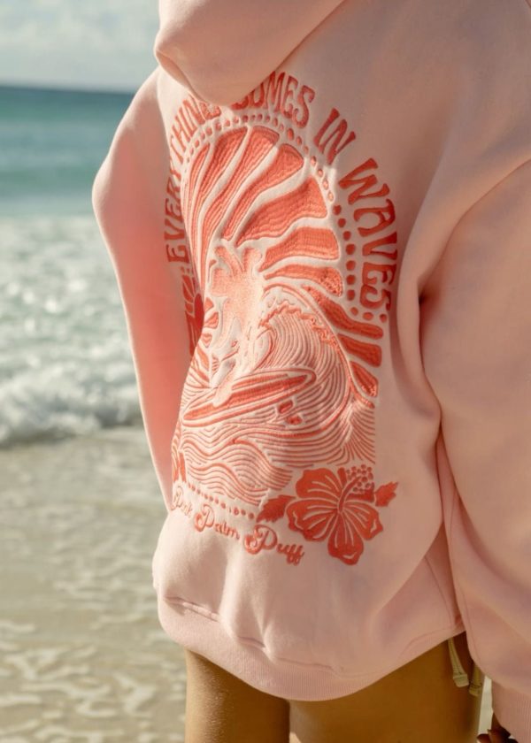 Everything Comes in Waves Hoodie in Pink