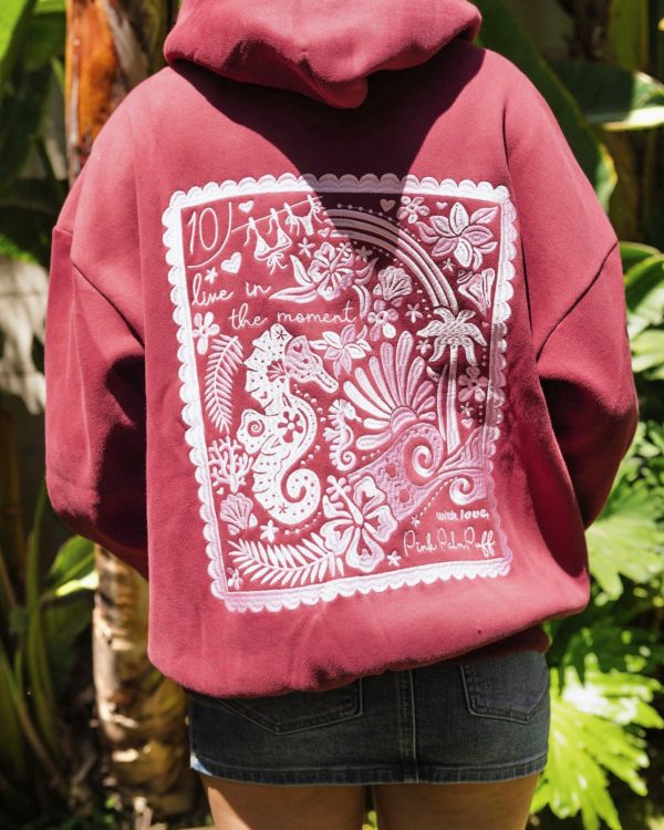 Live in the Moment Hoodie in Cherry