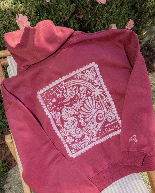 Live in the Moment Hoodie in Cherry