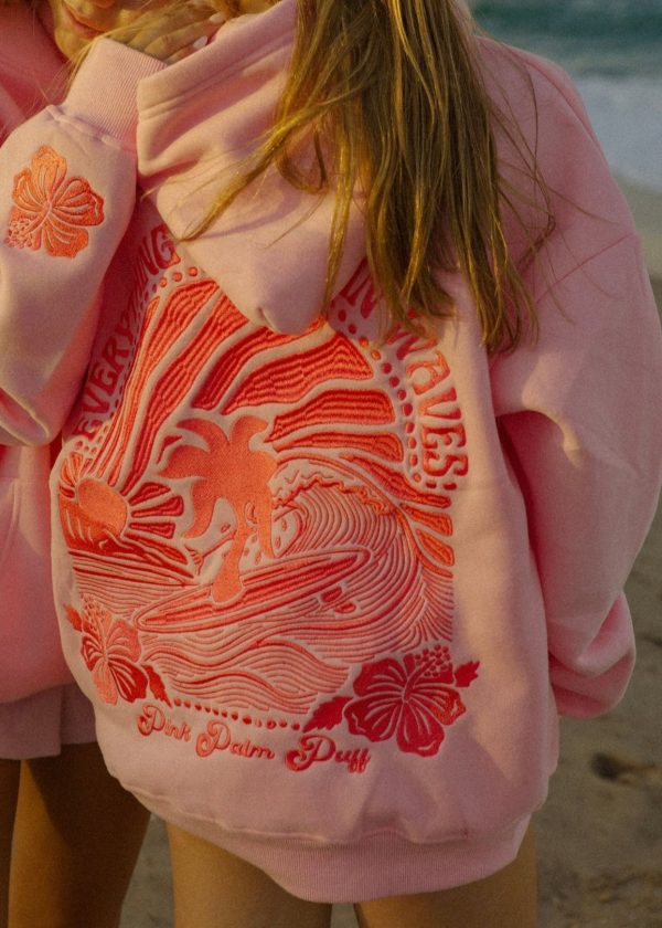Everything Comes in Waves Hoodie in Pink